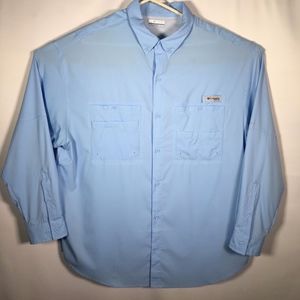 Columbia PFG XXL Shirt Button Down L/S Blue Vented